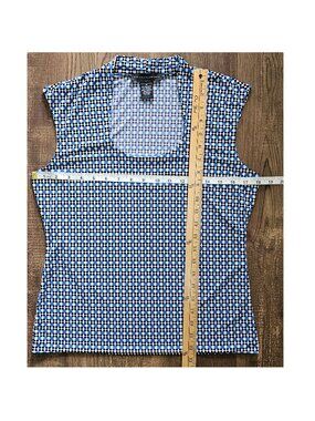Grace Elements U-Neck Sleeveless Blouse Top w- Geometric Print, M